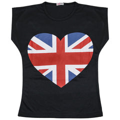 Kids Girls T Shirts England Football World Cup Heart Print Top & Tees 5-13 Yrs