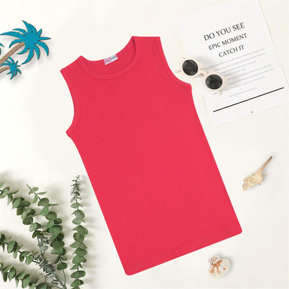 Girls Ribbed Vest  Kids Stylish Top Fashion T Shirt Age 5 6 7 8 9 10 11 12 13 Yr