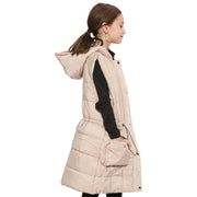 A2Z Kids Girls Down Vest Fashion Oversized Stone Hooded Quilted Gilet Padded Long Line Vest Jacket Long Sleeveless Coat Urban Winter Wear Age 7-13 Years