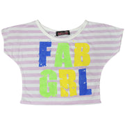 Kids Girls Crop Top FAB GRL Print Trendy Fashion Stylish Belly Shirt Tops & Tees