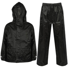 Kids Boys Girls Waterproof Hooded Rain Suit Jacket & Pants Set with Bag 3-14 Yrs