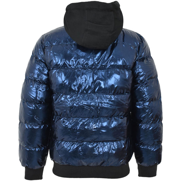 Kids Girls Boys Fashion Shiny Padded Jacket Metallic Wet Look Bubble Coat
