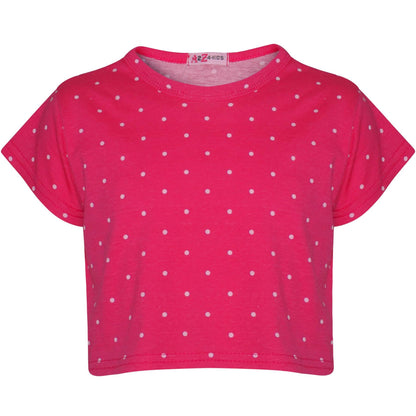 A2Z 4 Kids Girls Crop & Shorts Polka Dot Trendy Fashion Outfit Age 5-13 Years