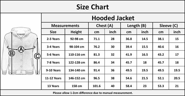 kids Girls Boys B.B Plain Hooded Jacket Varsity Classic Baseball Style Coat 2-13