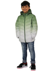 Kids Boys Hooded Jackets 3D Two Tone Fade Gradient Padded Warm Thick School Coat