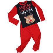 A2Z 4 Kids Girls Boys Pyjamas Santas Little Helper Reindeer Print Stylish Red Contrast Sleeves Pajamas Xmas Set New Age 2 3 4 5 6 7 8 9 10 11 12 13 Years