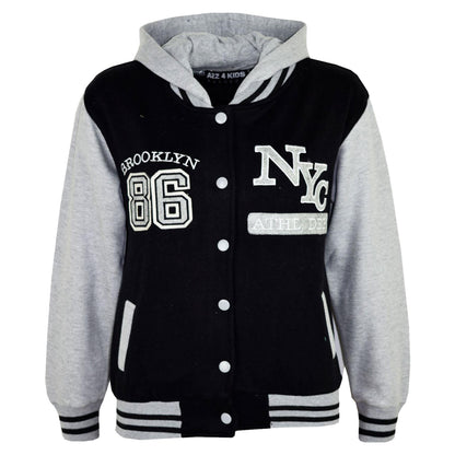 A2Z 4 Kids Girls Boys Baseball NY ATHLETIC Hooded Trending Jacket Age 5-13 Years