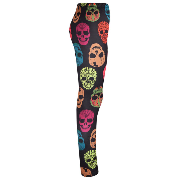 A2Z Kids Girls Legging Multi Color Skulls Print Soft Comfortable Stretchy Halloween Party Fashion Legging Pants Age 5-6, 7-8, 9-10, 11-12 & 13 years - A2Z 4 Kids