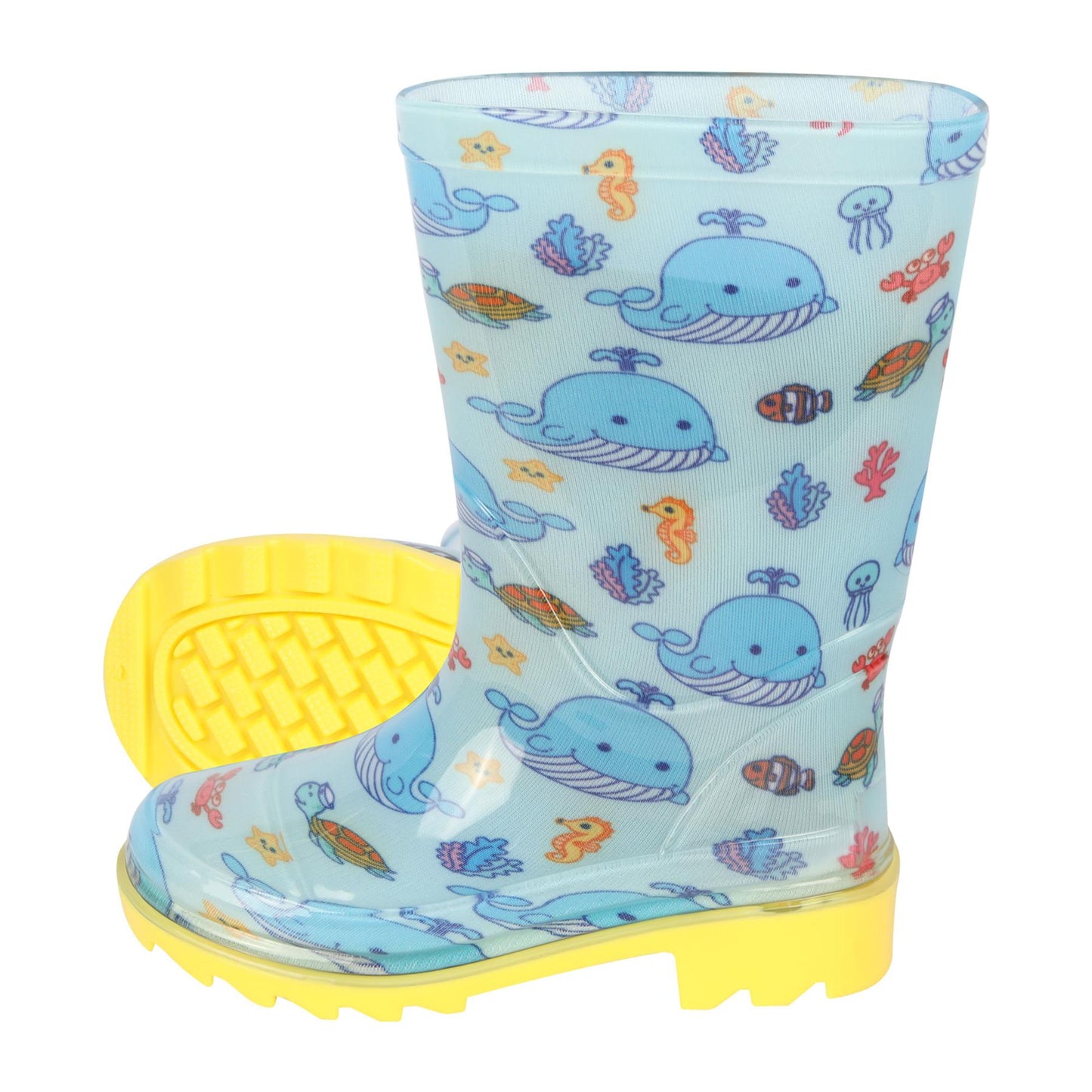 A2Z 4 Kids Boys Girls Wellington Boots PVC Wellies Cute Ocean Whale Print Shoes
