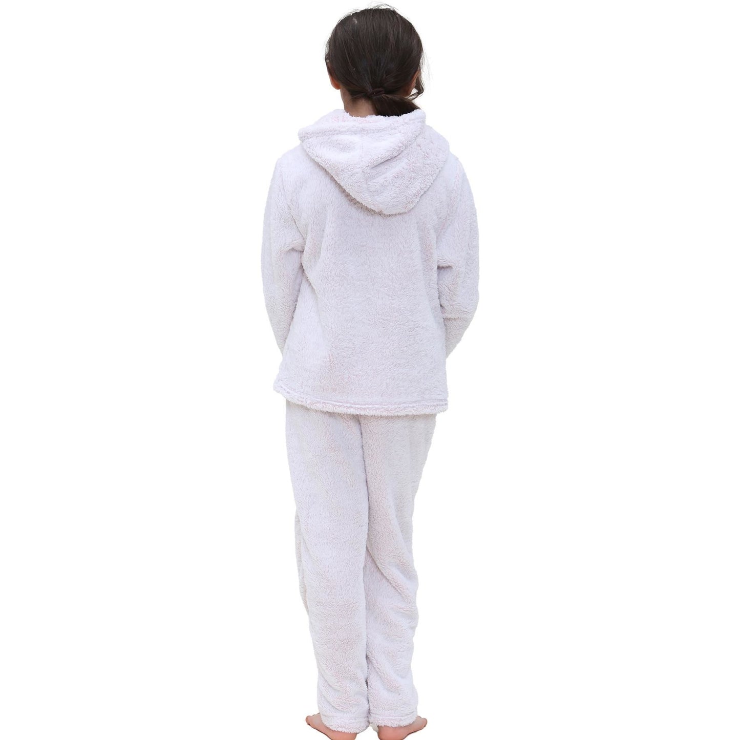Kids Boys Girls Plain Pyjama Extra Soft Loungewear Thick Pile Fleece PJS Set