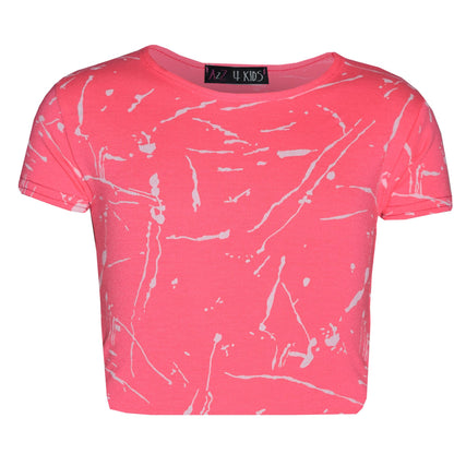 Girls Top Kids Splash Print Stylish Crop Top & Fashion Legging Set Age 7-13 Year