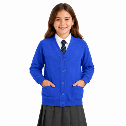 Kids Girls Scouts School Uniform Cardigan Long Sleeve Sweat Knitted Cardigan