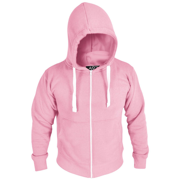 Mens Fleece Plain Zipper Hooded Long Sleeve Sweatshirt For Adults S-4XL