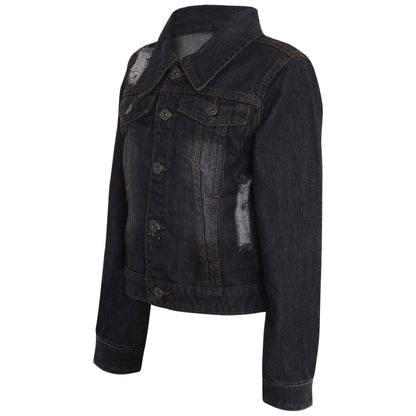 Kids Girls Denim Jackets Ripped Fashion Faded Jeans Jacket New Age 3-13 Years