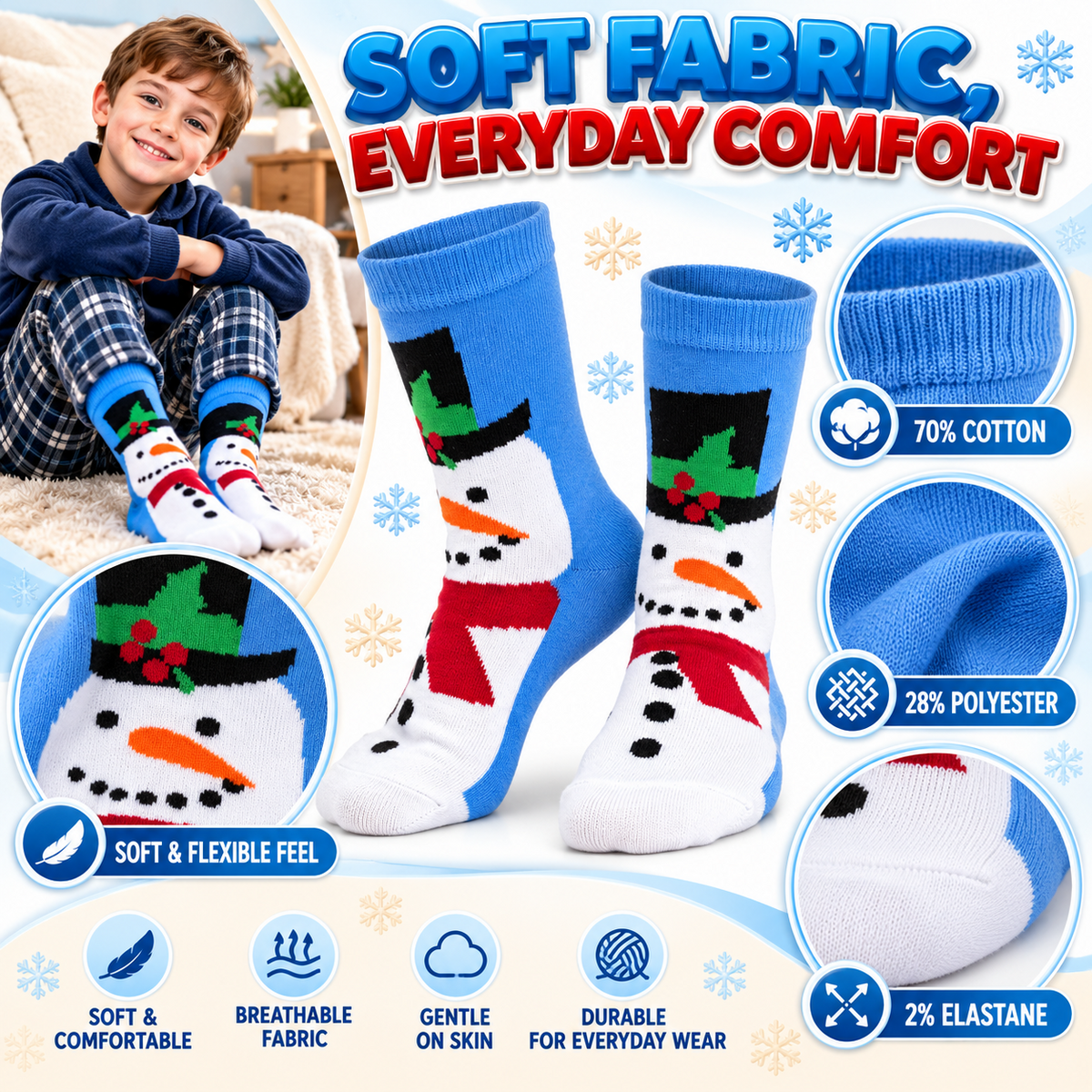 Kids Boys Girls Cotton Rich Christmas Socks Xmas Festive Soft Winter Socks