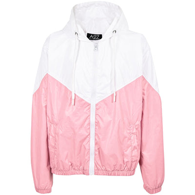 A2Z 4 Kids Baby Pink Contrast Panelled Zipper Motorcycle Biker Windbreaker Shower Proof Lightweight Jacket For Girls & Boys Age 5 6 7 8 9 10 11 12 13 Years