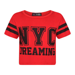 Girls Tops Kids Designer NYC Dreaming Trendy Crop & Fashion Legging Set 7-13 Yrs