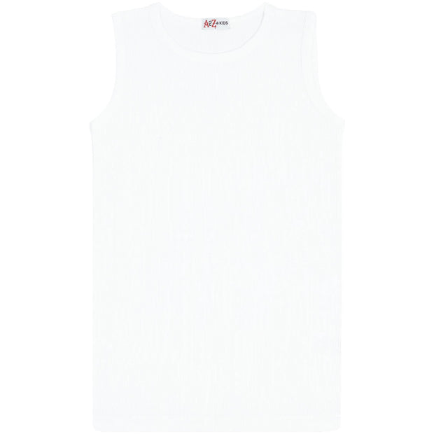 Kids Girls Ribbed Vest Top 100% Thick Cotton Fashion Tank Tops T Shirt 2-13 Year