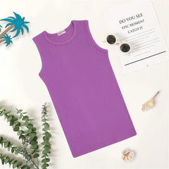 Kids Girls Ribbed Vest Top 100% Thick Cotton Fashion Tank Tops T Shirt 2-13 Year