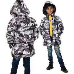 Kids Camo Puffer Coat Hooded Jacket New Detachable Hood Boys Age 3-13 yrs