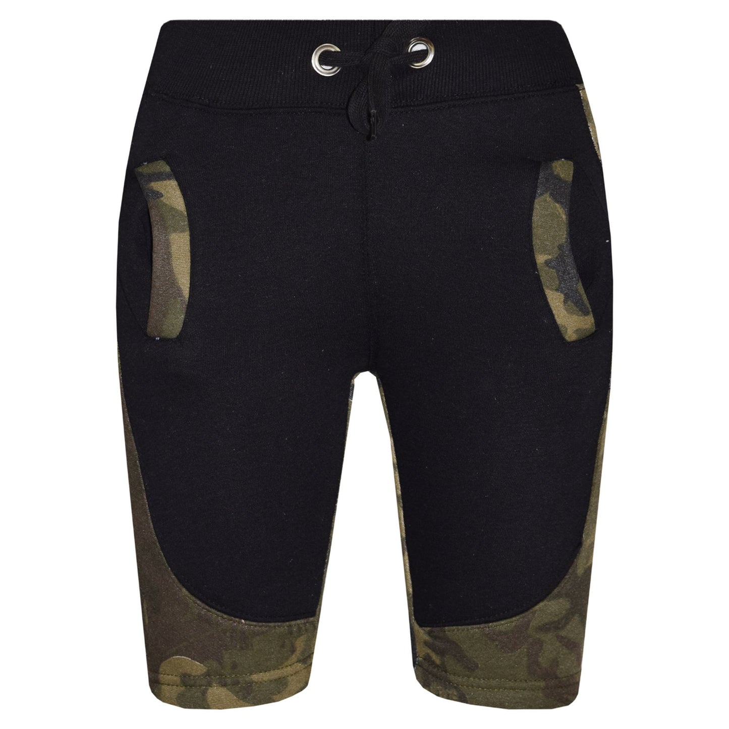 Kids Shorts Girls Boys Fleece Camouflage Panel Chino Short Knee Length Half Pant