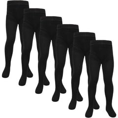 Kids Girls Cotton Rich Uniform School Tights Pack Of 6 Warm Thick Schoolwear