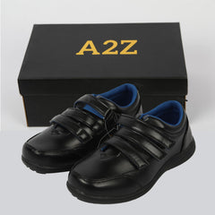Kids Boys Teens School Shoes Black PU Leather Velcro Strap Trainers Size 10 to 7