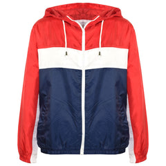 Kids Boys Girls Windbreaker Contrast Block Hooded Jackets Rain Mac Raincoat 5-13