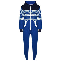 Kids Girls Boys Aztec Snowflake Print Hooded Onesie All In One Jumpsuit Age 5 6 7 8 9 10 11 12 13 Years