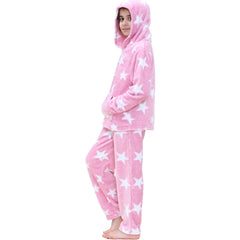 Kids Girls Stars Print Pyjama Extra Soft Loungewear Flannel Fleece PJS Set