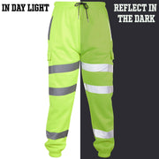 A2Z High Visibility Safe Work Pants Reflective Sweatpants Hi Vis Viz Cargo Joggers Slim Fit Jogging Bottoms Casual Trousers Workout Safety Trouser For Men's Small Medium Large XL 2XL 3XL 4XL - A2Z 4 Kids