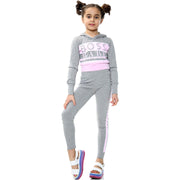 A2Z 4 Kids Girls Crop Top Boss Babe Printed Grey Hooded Long Sleeves Top & Trendy Fashion Legging Outfit Sets New Age 7 8 9 10 11 12 13 Years