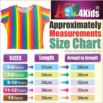 Girls Rainbow Clothing Crop Tops Skirts Dresses Jumpsuits Leggings Party Wear