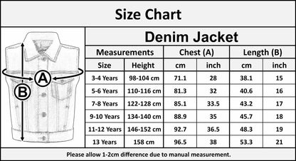 Girls Denim Jacket  Dark Blue Jeans School Jackets Coats Age 3-13 Years