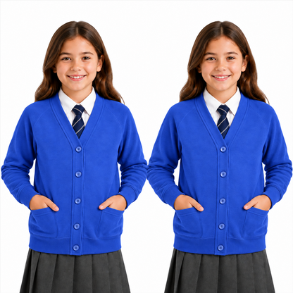 Kids Girls Scouts School Uniform Cardigan Long Sleeve Sweat Knitted Cardigan