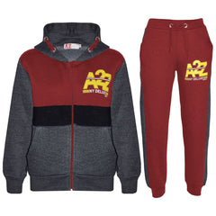 Kids Boys Girls Contrast Panel Tracksuit A2Z NY Deluxe Print Hoodie With Joggers