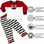 Kids Girls Boys Cute Monster Royal Blue Pyjamas PJs 2 Piece Cotton Set Nightwear