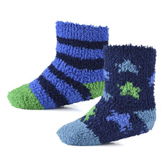 Infant Baby Boys Girls Slipper Fluffy Socks With Gripper Pack of 2 Newborn Socks