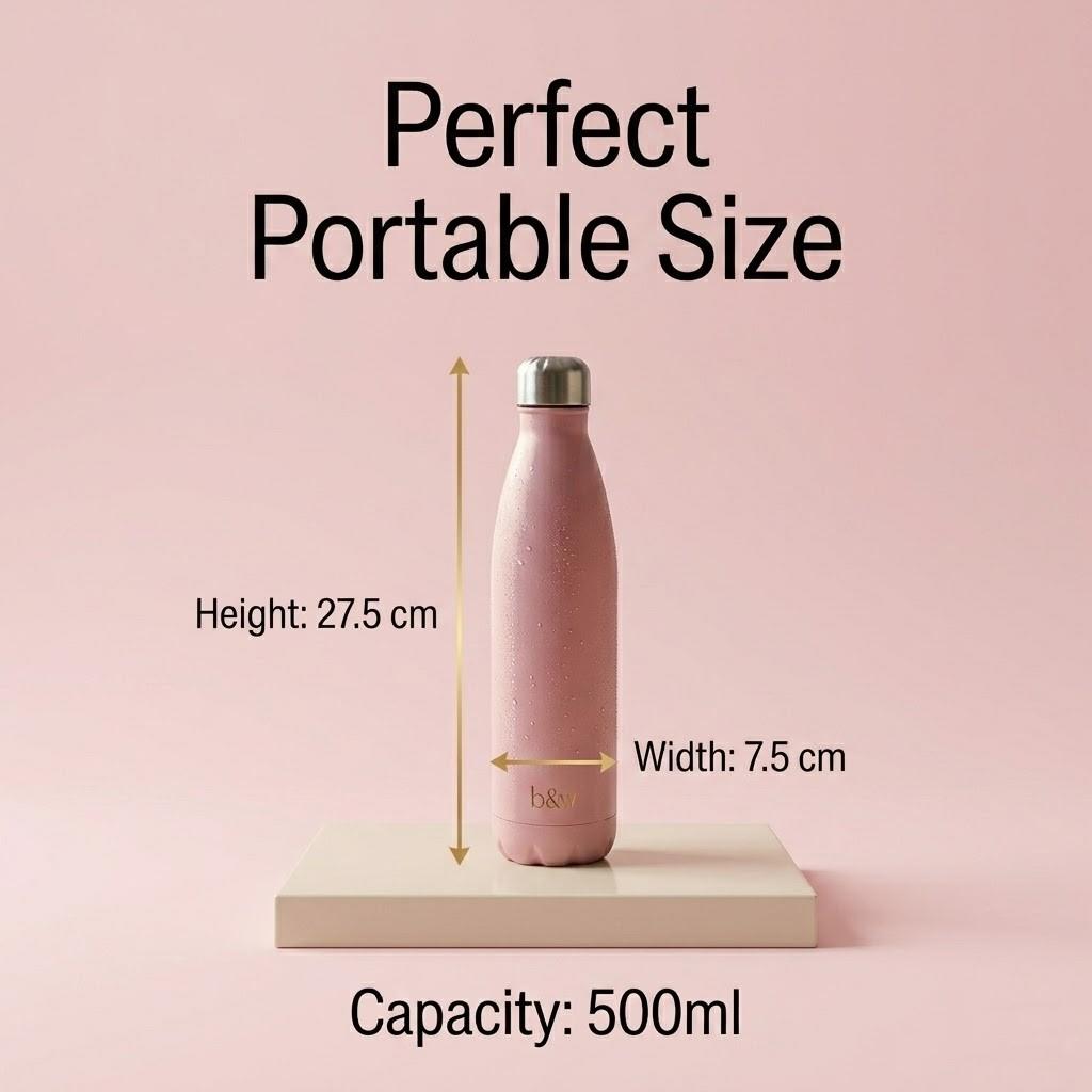 A2Z 500ml Stainless Steel Water Bottle Insulated Leakproof Flask Gym Travel