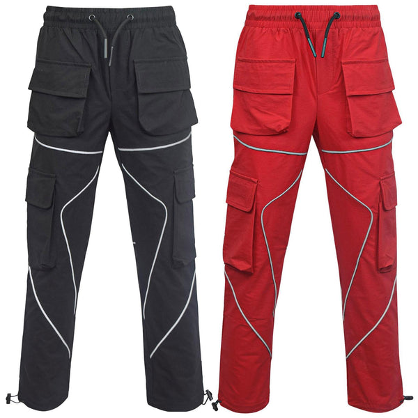 Kids Girls Cargo Trousers Elasticated Waist Straight Fit Joggers Activewear Pant