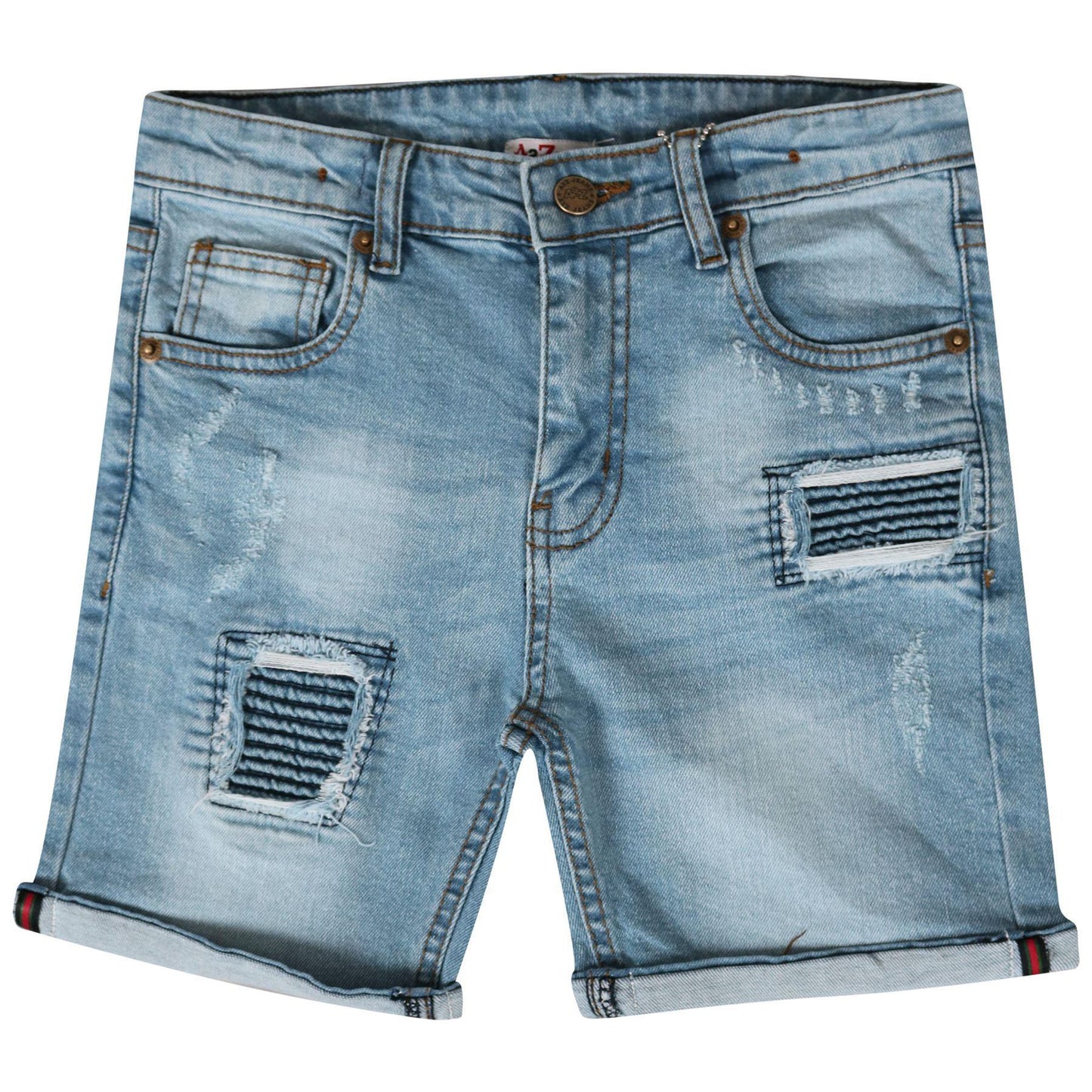 Kids Boys Ripped Light Blue Denim Shorts Comfort Stretch Jeans Trouser Pants