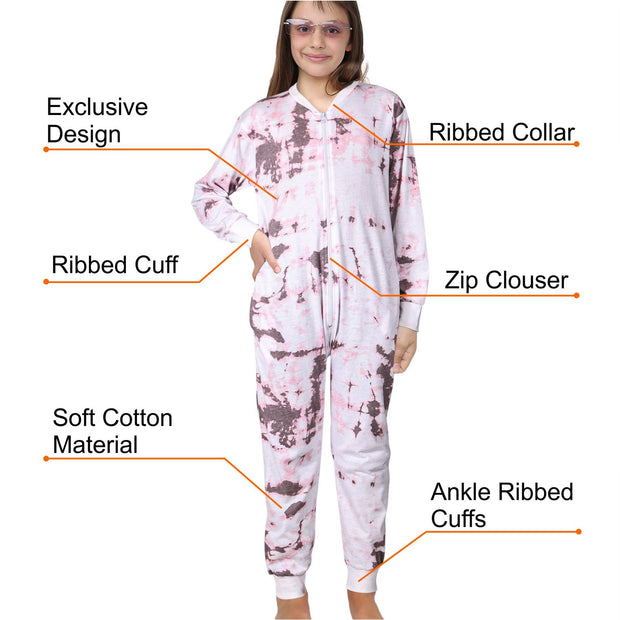 A2Z 4 Kids Cotton Onesie for Kids Onesie Pyjamas Lounge Wear Stone Tie Dye Printed Sleepsuit Comfy Gifts for Children Girls Age 5-6, 7-8, 9-10, 11-12 & 13