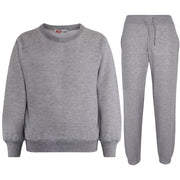 Kids Plain Tracksuit Sweatshirt Set Jumper and Bottoms PE School Girls Boys 2-13