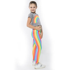 Kids Girls Crop Top & Legging Set Rainbow Fashion Two Piece Outfit Clothing Set