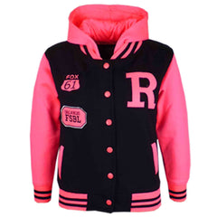 Kids Jacket Girls Boys Baseball Hooded Jacket Varsity Hoodie New Age 2-13 Years
