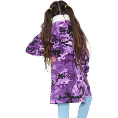 Kids Hooded Camo Parka Jacket Faux Fur Coat For Girls Age 5-13 Years
