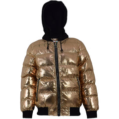 Kids Girls Boys Fashion Shiny Padded Jacket Metallic Wet Look Bubble Coat