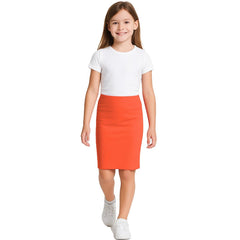 Kids Girls Plain Pencil Skirt Trendy Summer Clothing Sets Age 5-13 Years
