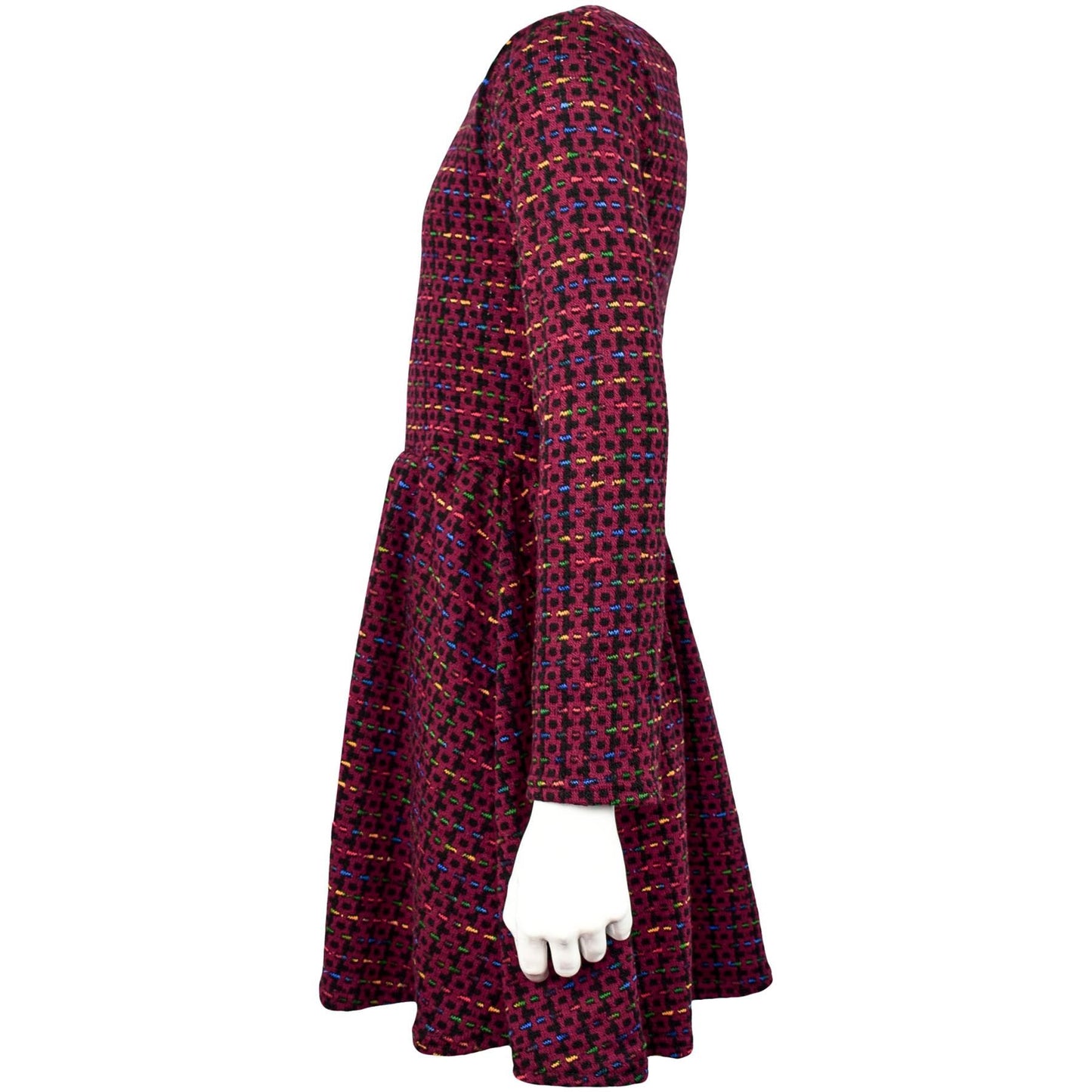 Kids Girls Skater Dress Long Sleeve Tweed Texture Flared Party Summer Dresses