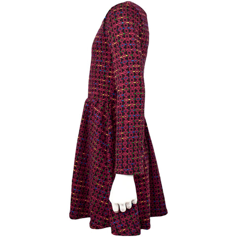 Kids Girls Skater Dress Long Sleeve Tweed Texture Flared Party Summer Dresses